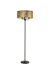 DK1071  Banyan 45cm 3 Light Floor Lamp Matt Black; Gold Leaf